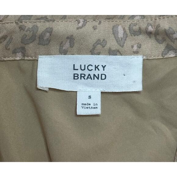 LUCKY BRAND Short Sleeve Midi Shirt Dress Button Front Leopard Coastal Brunch - Picture 11 of 13